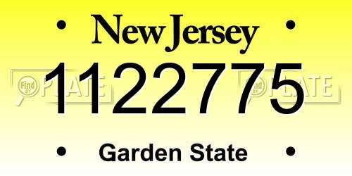 1122775 New Jersey License Plate