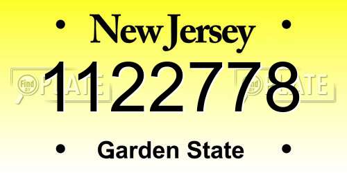 1122778 New Jersey License Plate