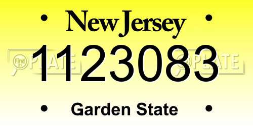 1123083 New Jersey License Plate