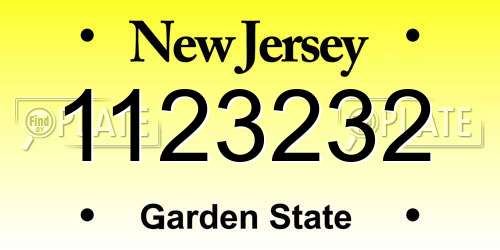 1123232 New Jersey License Plate