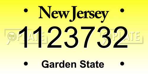 1123732 New Jersey License Plate