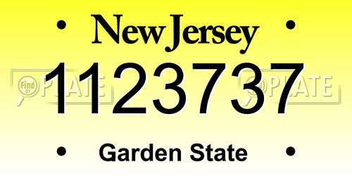 1123737 New Jersey License Plate