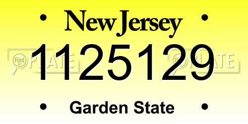 1125129 New Jersey License Plate