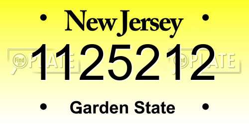 1125212 New Jersey License Plate