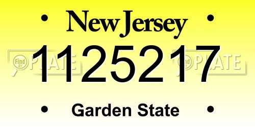 1125217 New Jersey License Plate