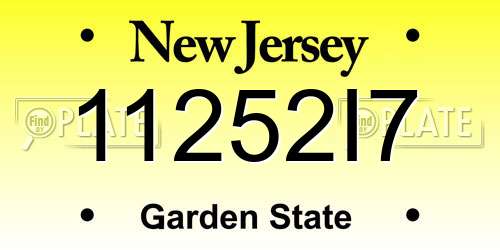 11252I7 New Jersey License Plate
