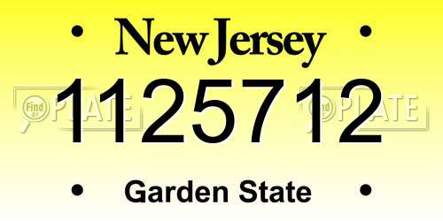 1125712 New Jersey License Plate