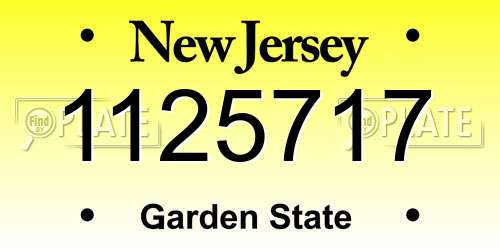 1125717 New Jersey License Plate