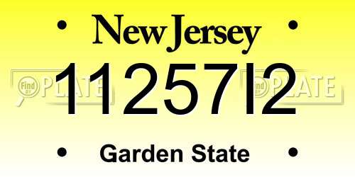 11257I2 New Jersey License Plate