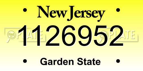 1126952 New Jersey License Plate
