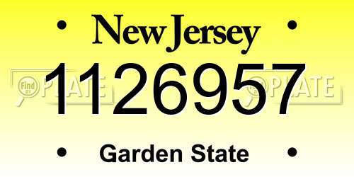 1126957 New Jersey License Plate