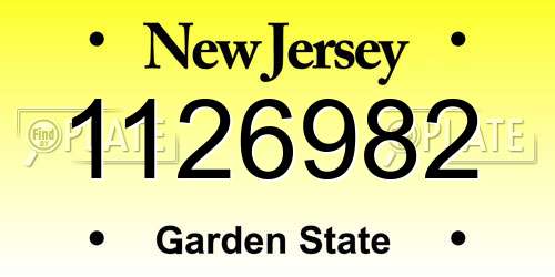 1126982 New Jersey License Plate