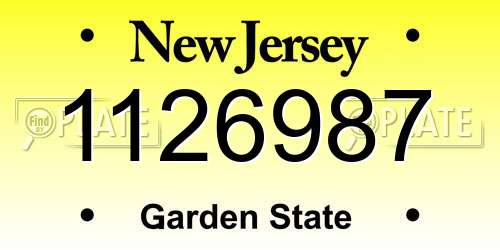 1126987 New Jersey License Plate