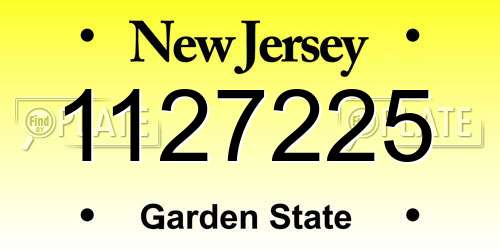 1127225 New Jersey License Plate