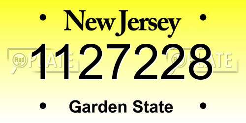 1127228 New Jersey License Plate