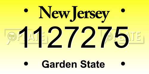 1127275 New Jersey License Plate