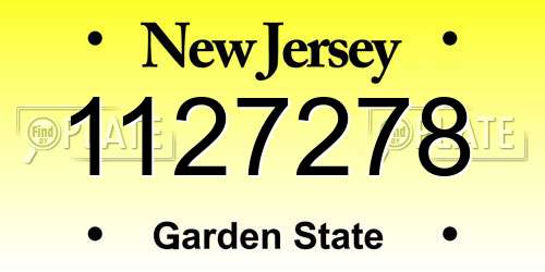 1127278 New Jersey License Plate