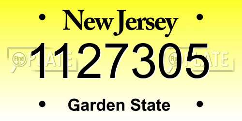 1127305 New Jersey License Plate