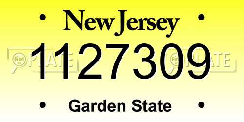 1127309 New Jersey License Plate