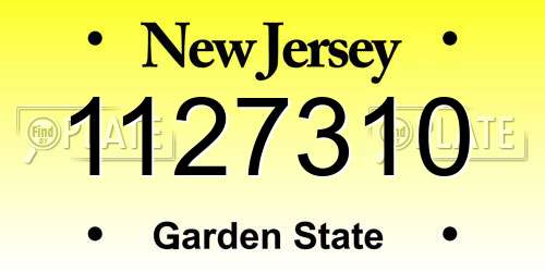 1127310 New Jersey License Plate