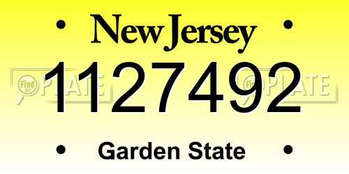 1127492 New Jersey License Plate