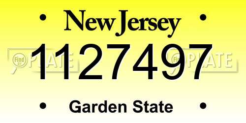 1127497 New Jersey License Plate