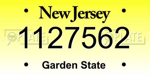 1127562 New Jersey License Plate