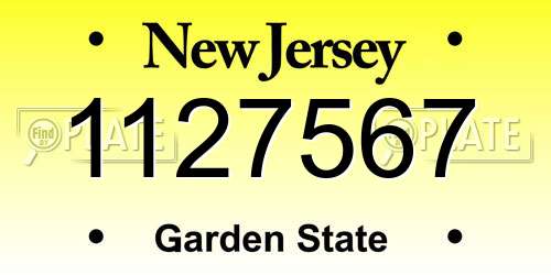 1127567 New Jersey License Plate