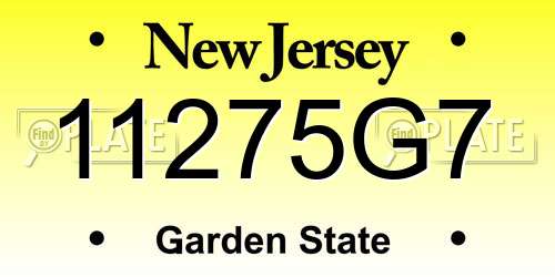 11275G7 New Jersey License Plate