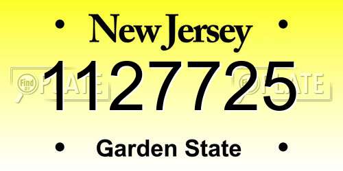 1127725 New Jersey License Plate