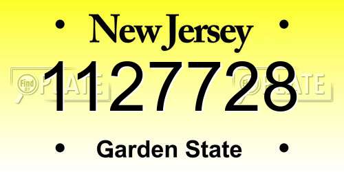1127728 New Jersey License Plate