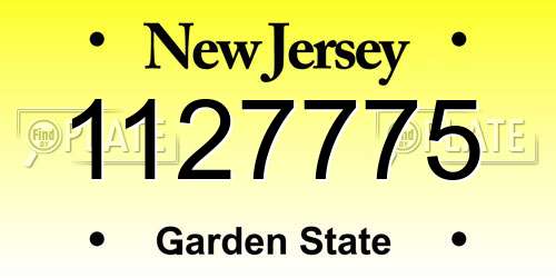 1127775 New Jersey License Plate