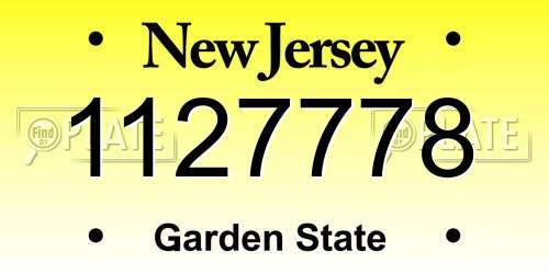 1127778 New Jersey License Plate