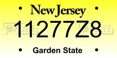 11277Z8 New Jersey License Plate