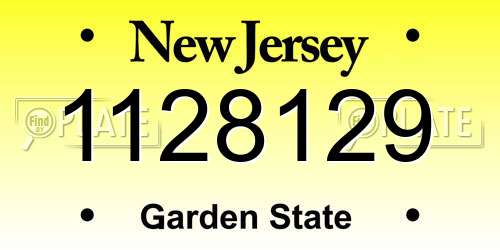 1128129 New Jersey License Plate