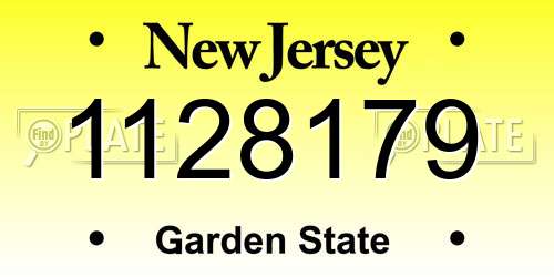 1128179 New Jersey License Plate