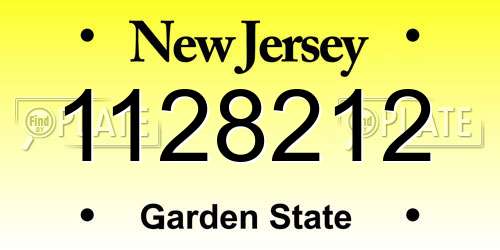1128212 New Jersey License Plate