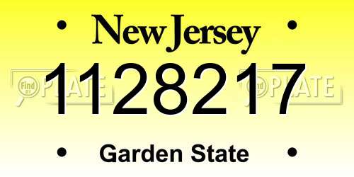 1128217 New Jersey License Plate