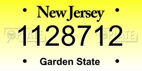 1128712 New Jersey License Plate