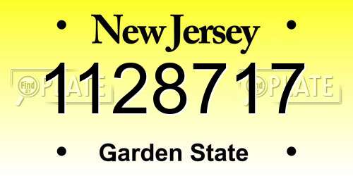 1128717 New Jersey License Plate