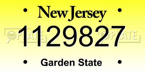 1129827 New Jersey License Plate