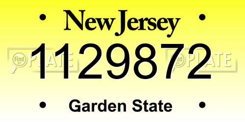 1129872 New Jersey License Plate