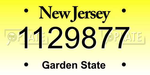 1129877 New Jersey License Plate