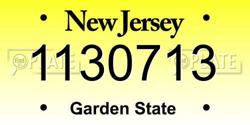 1130713 New Jersey License Plate