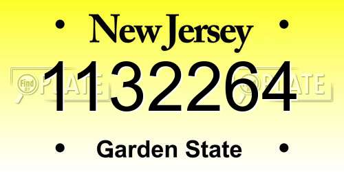 1132264 New Jersey License Plate