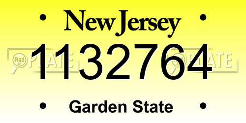 1132764 New Jersey License Plate