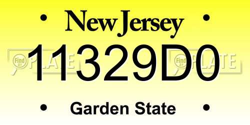 11329D0 New Jersey License Plate