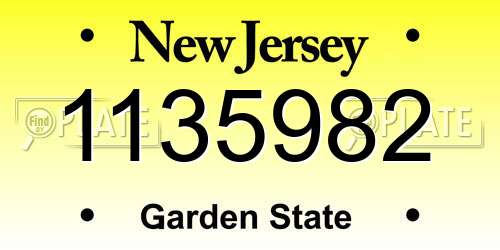 1135982 New Jersey License Plate