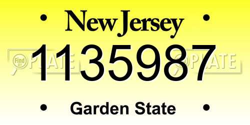 1135987 New Jersey License Plate