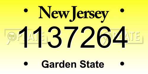 1137264 New Jersey License Plate